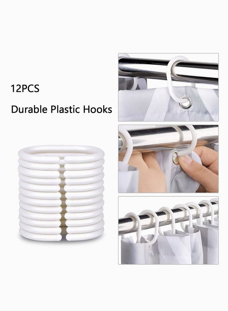 Shower Curtain Set, SYOSI Waterproof for Bathroom with Hooks, No Liner Needed Quick Drying Polyester Fabric (Cubic Black Gradient, 180 x 180CM) - Image 5