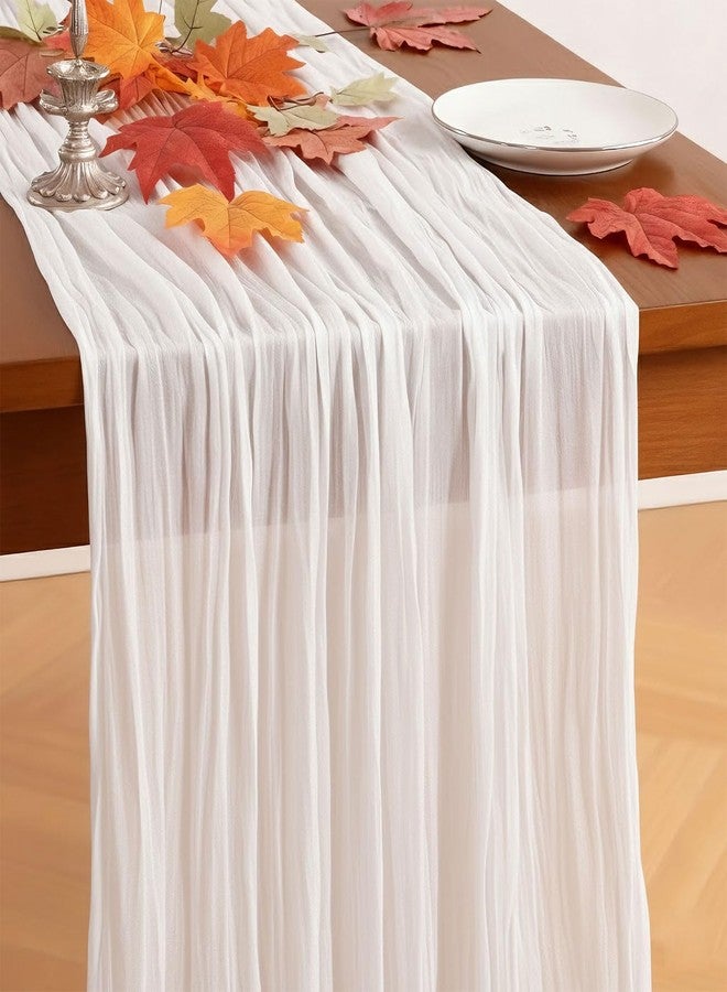 Mkobon White Cheesecloth Table Runner, 120 Inch 10 FT Boho Rustic Cheesecloth Gauze, Cheese Cloth Runner for Wedding Spring Easter Baby Bridal Shower Party Decoration, 1 Pack - Image 2