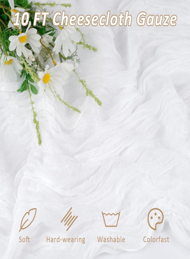 Mkobon White Cheesecloth Table Runner, 120 Inch 10 FT Boho Rustic Cheesecloth Gauze, Cheese Cloth Runner for Wedding Spring Easter Baby Bridal Shower Party Decoration, 1 Pack - Image 3