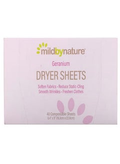 mild by Nature Dryer Sheets Geranium 40 Compostable Sheets  - Image 1