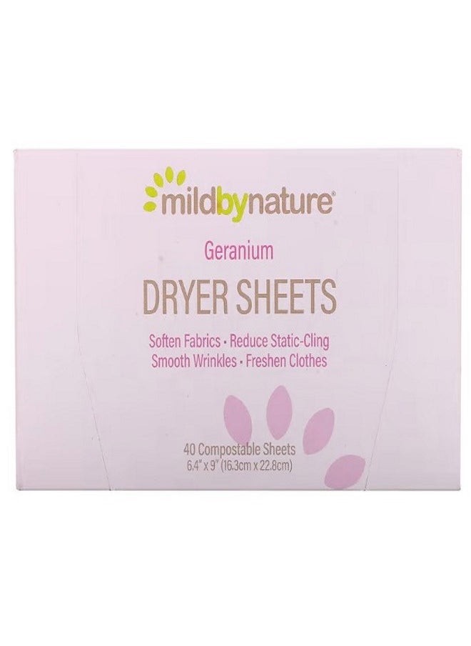mild by Nature - Dryer Sheets Geranium 40 Compostable Sheets - Image 1