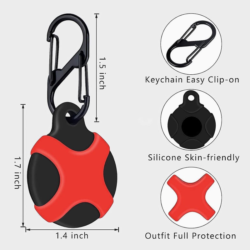 kaca IPX8 Waterproof Silicone Case Compatible with Apple AirTag - Full Protection, Keychain Included, Waterproof, Premium Food Grade Silicone, Scratch-Free, Safe for Kids and Pets [Black & Red] - Image 3