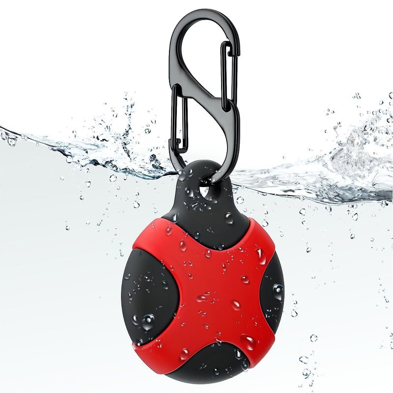 kaca IPX8 Waterproof Silicone Case Compatible with Apple AirTag - Full Protection, Keychain Included, Waterproof, Premium Food Grade Silicone, Scratch-Free, Safe for Kids and Pets [Black & Red] - Image 1