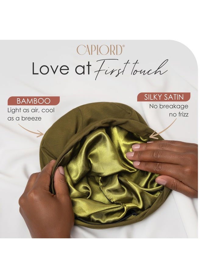 CAPLORD Silk Satin Bonnet Hair Cover Sleep Cap for Sleeping Beanie Hat Adjustable Stay On Headwear Lined Natural Nurse Cap for Women - Image 2