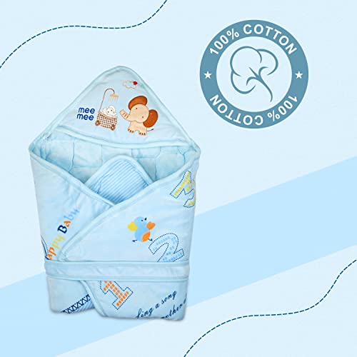 Mee Mee 3 in 1 Baby Bed | Sleeping Bag & Carry Nest | Hooded Wrapper for Newborn Baby | Warm and Soft Swaddle Wrapper | Double Layered Sleeping Bag for Newborn Babies, Blue - Image 2