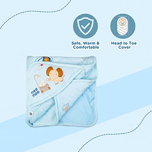 Mee Mee 3 in 1 Baby Bed | Sleeping Bag & Carry Nest | Hooded Wrapper for Newborn Baby | Warm and Soft Swaddle Wrapper | Double Layered Sleeping Bag for Newborn Babies, Blue - Image 3