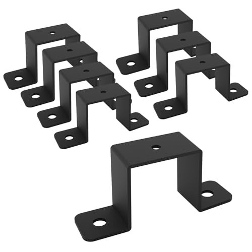 Wpbhk 8Pcs Square Tube Strap Clamp for 1-1/2" x 1-1/2" Square Pipe, Strap Post Ties, Metal U Clamp Bracket Square Pipe Clamp, Powder Coated Black Square Tube Buckle - Image 1