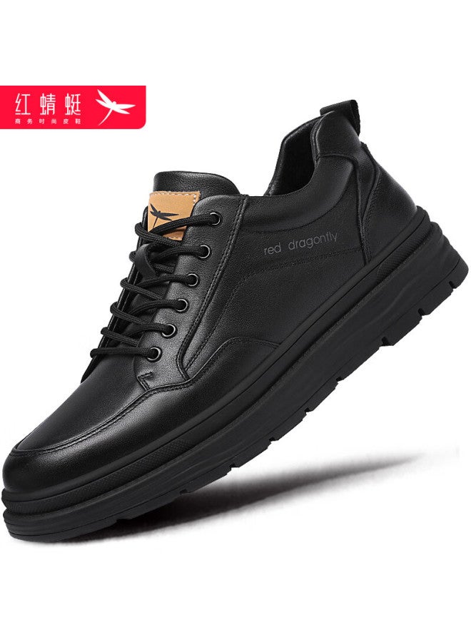 Hongqingting Men's Shoes, Thick-soled Leather Shoes, Men's Sneakers, Fashionable Versatile Sports Casual Shoes For Men, Wxa344361, Black, Size 39