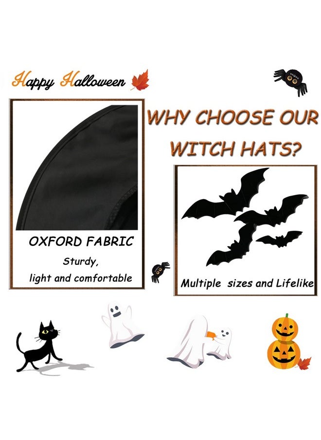 Orgrimmar 12 Pcs Halloween Witch Hats With Hanging Pope, 32 3D Pcs Bat Stickers For Halloween Party Decorations, Outdoor And Indoor Hanging Decorations  - Image 4