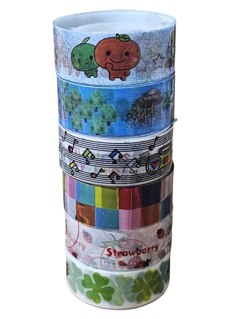MAOMAO Washi Tape Set Ideal for Scrapbooking, Planners, Card/Gift Wrapping, DIY Crafts, Home Decor, Art & Craft Supplies -Pack of 6 Rolls (Multiple Designs) - Image 1