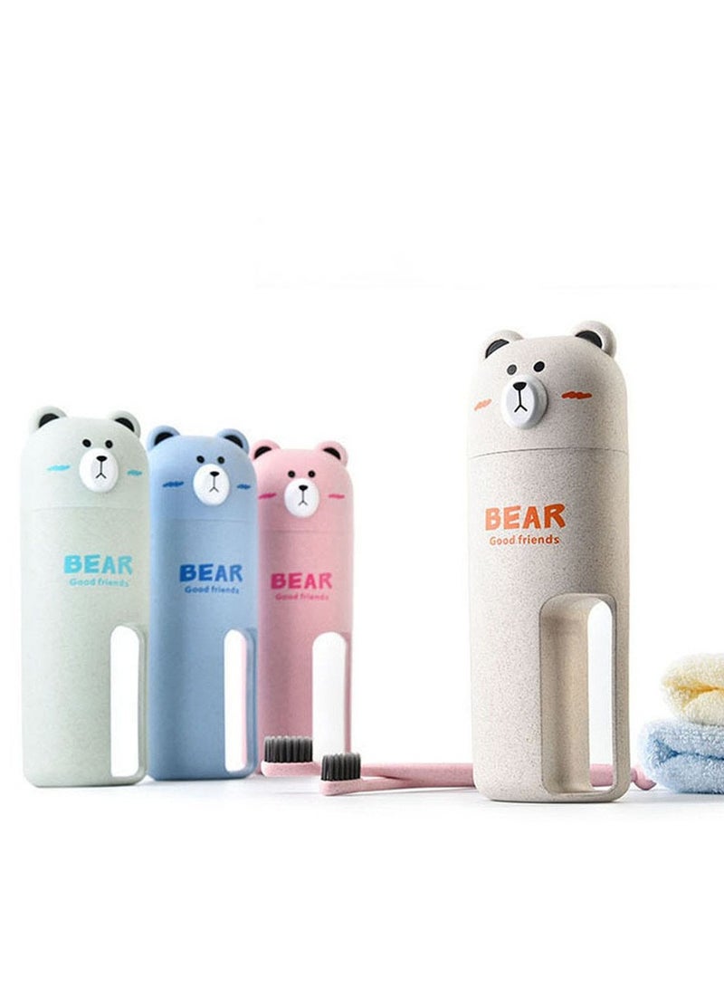 Zikra Travel Toothbrush Holder And Toothbrush Set, Bear Portable Business Wash Cup Holder, Toothbrush Storage Box Very Suitble For Family, Camping(Green) - Image 4
