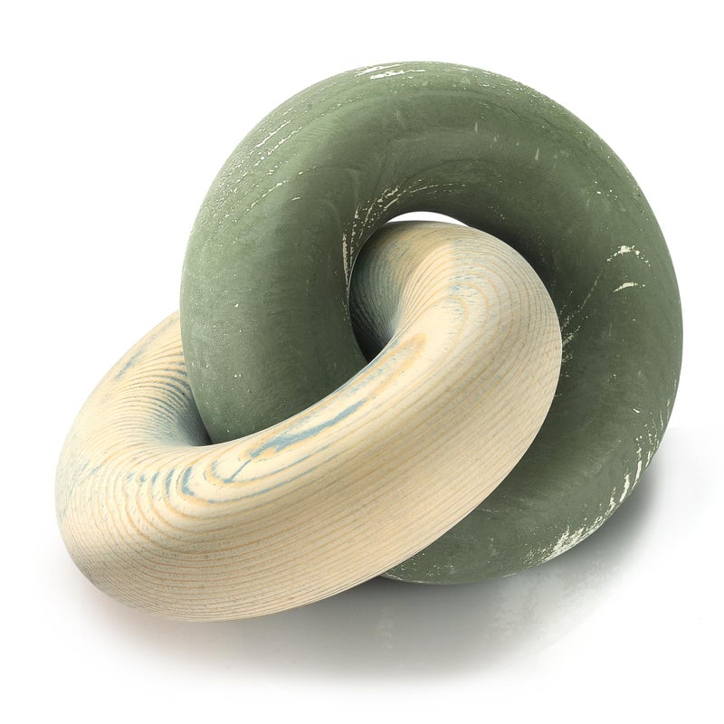 EOSAHR Boho Pine Wood Knot Decor  Wooden Chain Link Decor for Coffee Table Book Shelf  Side Table  Decorative Knot with Simple Modern for Home Dcor Accents Green  Yellow