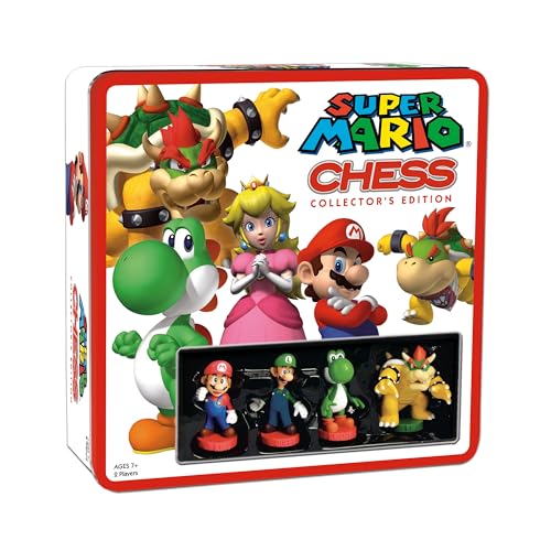 USAopoly Super Mario Chess Set 32 Custom Sculpt Game Pieces Including Iconic Characters Mario Luigi Peach Toad Bowser Super Mario Themed Chess Game - Image 1