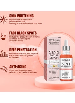 Jaysuing 5 In 1 Moisturizing Whitening Facial Serum, With Hyaluronic Acid Niacinamide Collagen Vitamin , Fast Absorbing Dark Spot Corrector Serum, Anti Wrinkles SerumFor Age Defying Beauty 30ml  - Image 3