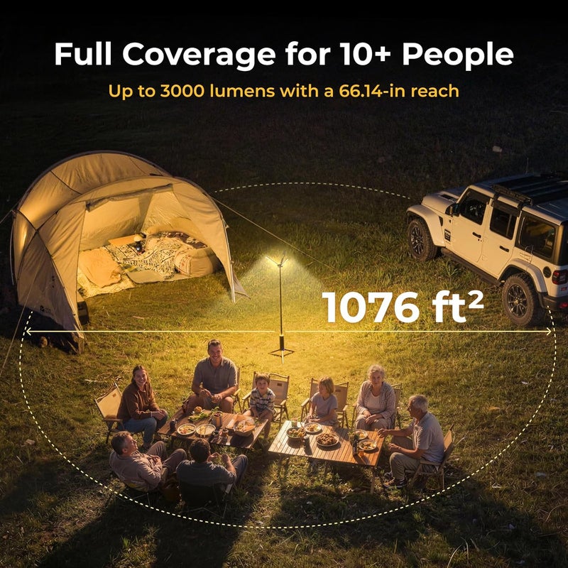 BougeRV Telescopic Camping Light - 15600mAh Rechargeable Lantern with 3000 Lumens and IPX5 Water Resistance - Image 3