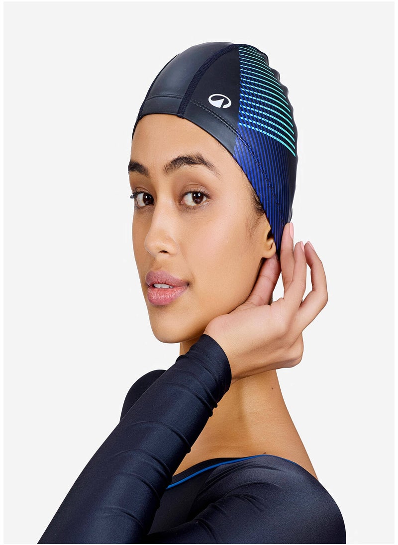 NABAIJI NABAIJI by DECATHLON, Coated Fabric Swim Cap M Soft & Stretchable Tria Black  - Image 2