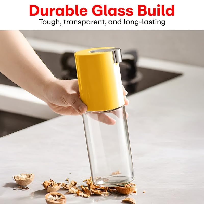 PRIME PICK 500ml Oil Dispenser Bottle for Kitchen Leak-Proof Glass Jar with Auto Flip Cap & Stainless Steel No-Drip Spout, Transparent Container for Olive Oil, Vinegar, Soy Sauce, BBQ & Salad Dressing - Image 2