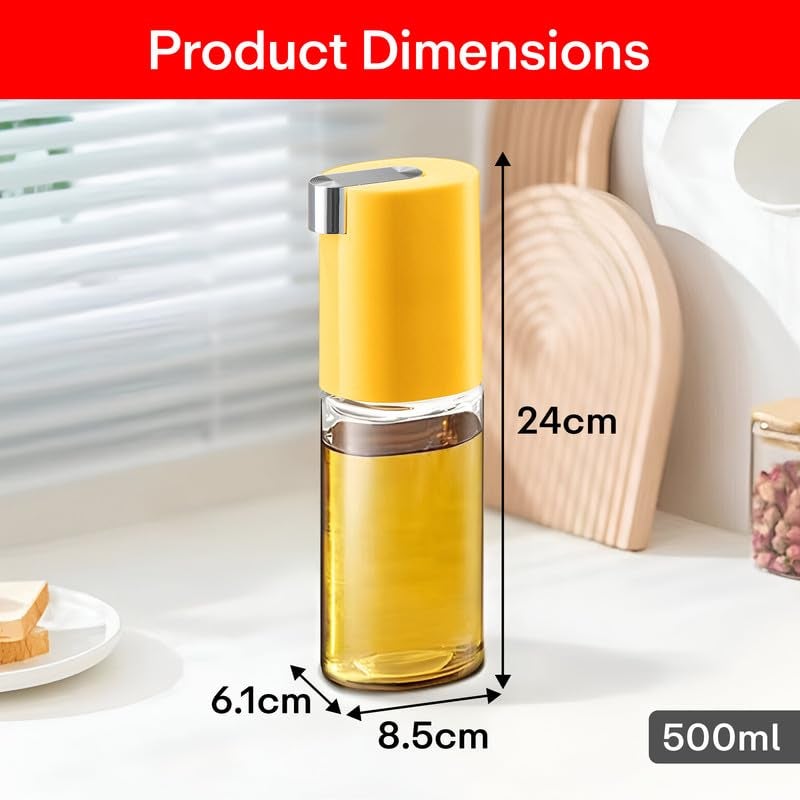 PRIME PICK 500ml Oil Dispenser Bottle for Kitchen Leak-Proof Glass Jar with Auto Flip Cap & Stainless Steel No-Drip Spout, Transparent Container for Olive Oil, Vinegar, Soy Sauce, BBQ & Salad Dressing - Image 3