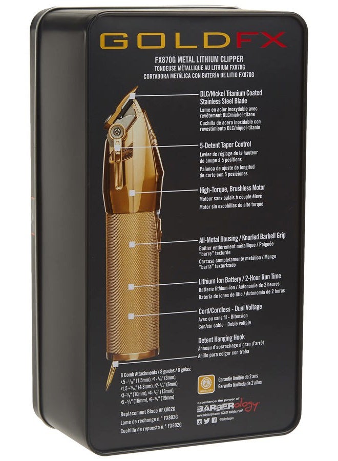 BaBylissPRO Barberology Hair Clipper For Men FX870G GOLDFX Cord/Cordless Professional Hair Clipper - Image 4