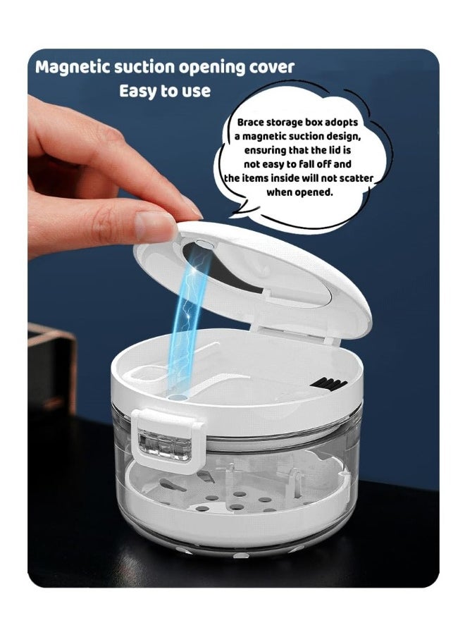 Generic - Clear Denture Case with Strainer Basket, Denture Case, Retainer Case,Denture Storage Soak Container for Travel, Mouth Guard Cleaning Case, Braces Holder Cleaner Cup for Travel (White) - Image 1
