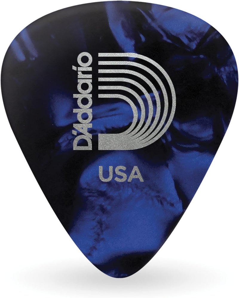 D'Addario Accessories Celluloid Guitar Picks - 10 Pack - Blue, Light