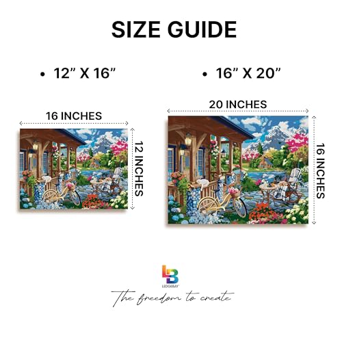 Ledgebay DIY Paint by Numbers Kit for Adults Framed Canvas Beginner to Advanced Paint by Numbers Kit Kits Include Acrylic Paint set Brushes Tabletop Easel (Colorful House Near The Lake 16"x20" Framed) - Image 5