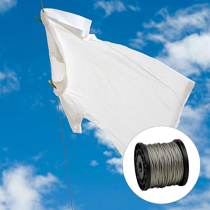 Fodlon 1 Roll of Wire Rope, 60 m Picture Frame Wire Rope, Rope Stainless Steel 2 mm, High Performance Stainless Steel Wire Spool for Hanging Picture Frame, Cable Railing, Dogs. Can Hold up to 380 lbs - Image 5