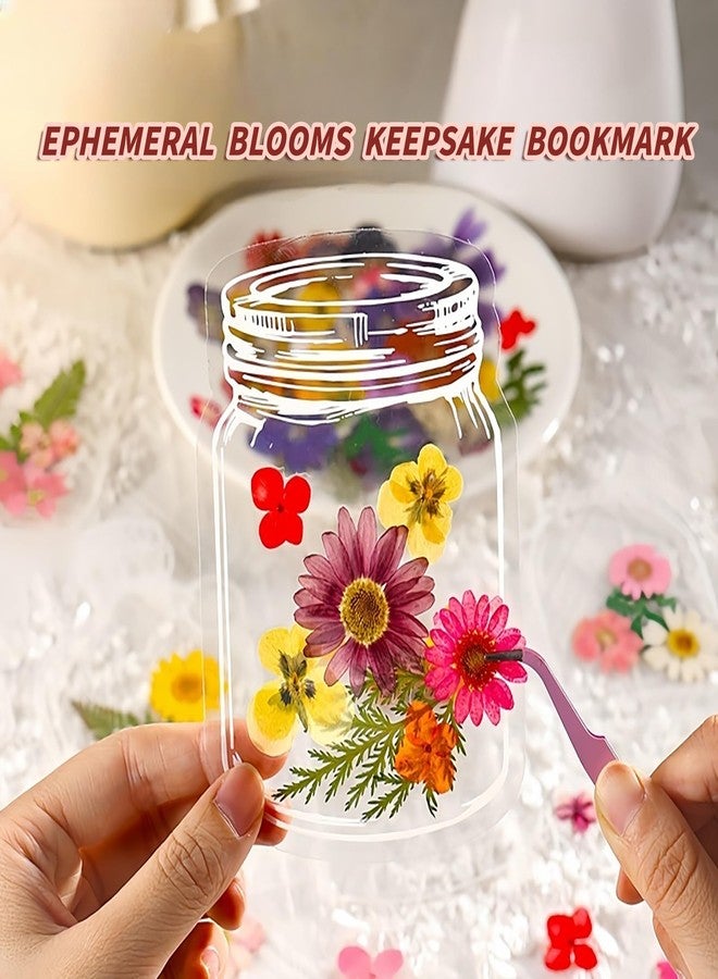 Could Spark 40Pcs Clear Pressed Flower Bookmarks, Transparent Dried Floral Bookmark Stickers with Glass Bottle Design, DIY Craft Supplies for Scrapbooking, Journaling, Botanical Plant Specimen Art - Image 2