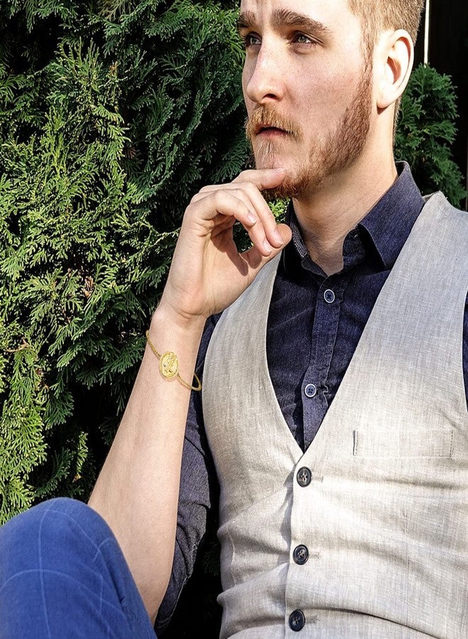 FJ 18K White Gold Plated Saint Benedict Bracelet 925 Sterling Silver Patron St Benedict Medal Protection Religious Jewelry for Men Women - Image 5