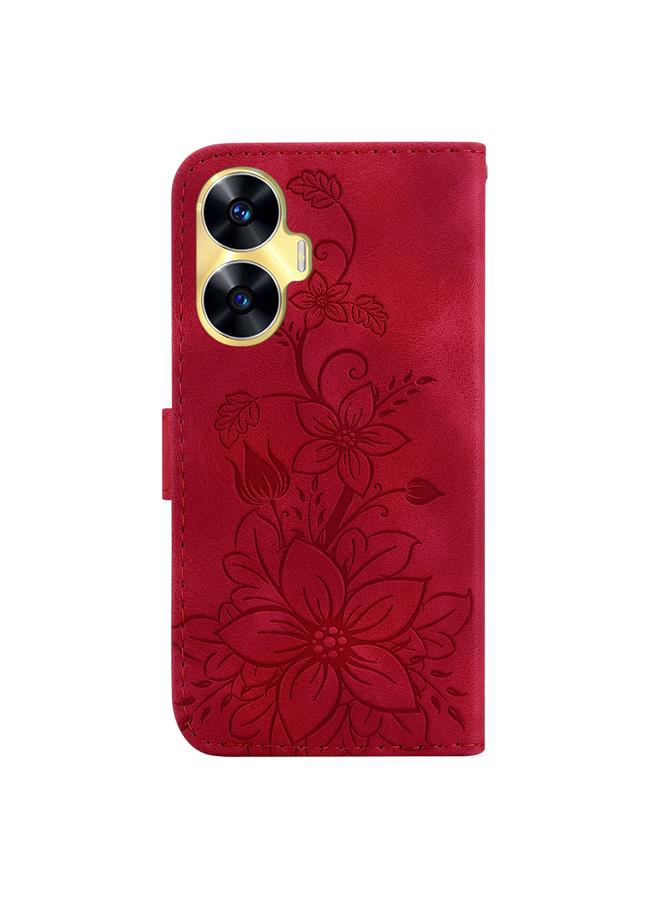 S-TOP Case For Realme C55 Lily Embossed Leather Phone Case - Image 3
