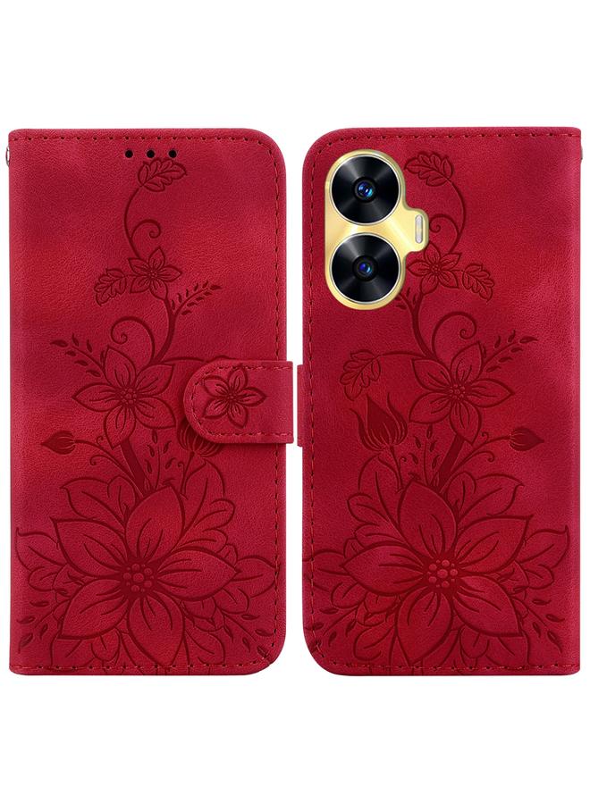 S-TOP Case For Realme C55 Lily Embossed Leather Phone Case - Image 1