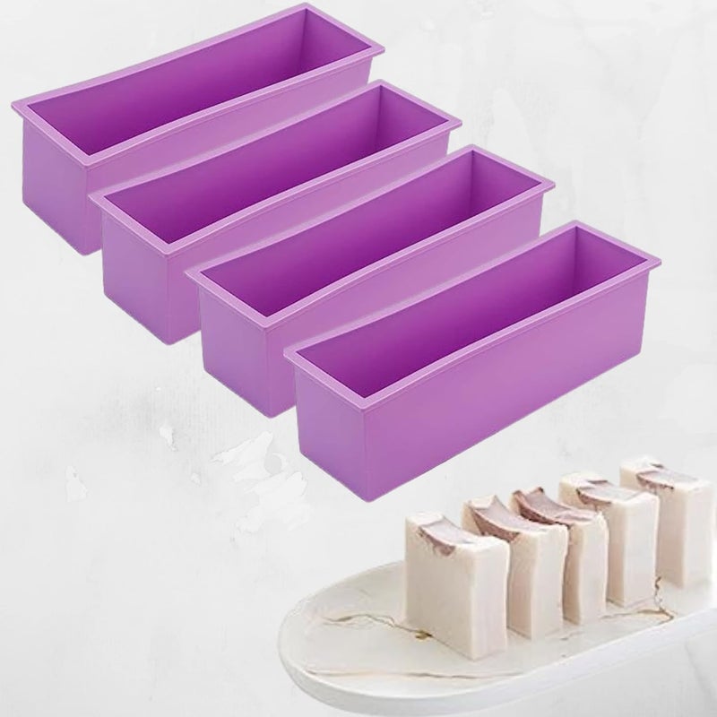 MoldBerry Silicone Flexible Reusable Soap Mold Loaf Soap Mould for Soap Making Rectangular Shape Soap Mould Soap Mold for Rectangle Bars for Homemade Soaps Bath Bomb Multicolor PK4