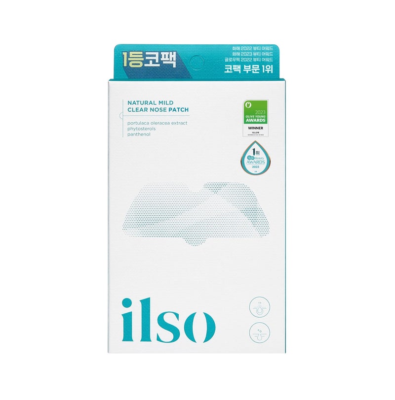 ilso Natural MILD Clear Nose Patch/Blackhead Remover for Nose/Targets PORES & PIMPLES/Facial Skin Care/Dermatologist Approved/Korean Skin Care to Absorb Acne Nose GUNK (5 PCS) - Image 1