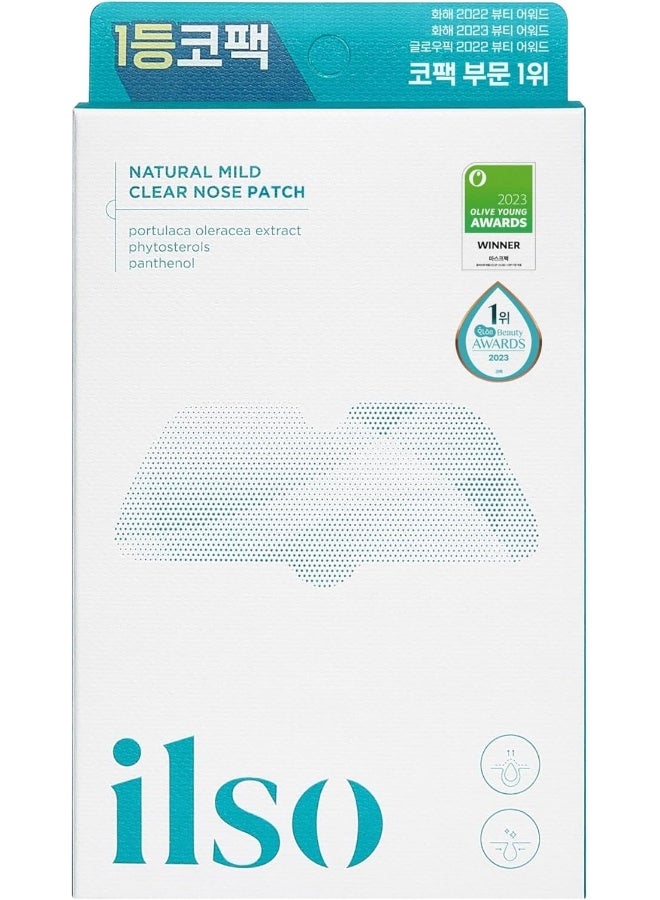 ilso Natural Mild Clear Nose Patch/Blackhead Remover For Nose/Targets Pores & Pimples/Facial Skin Care/Dermatologist Approved/Korean Skin Care To Absorb Acne Nose Gunk (5 Pcs) - Image 1