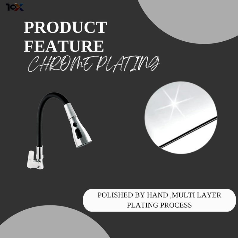 10X Brass Swan Neck for Bathroom WashbasinKitchen SN45249 Table Mount Black Flexible Neck Triple Flow - Image 4