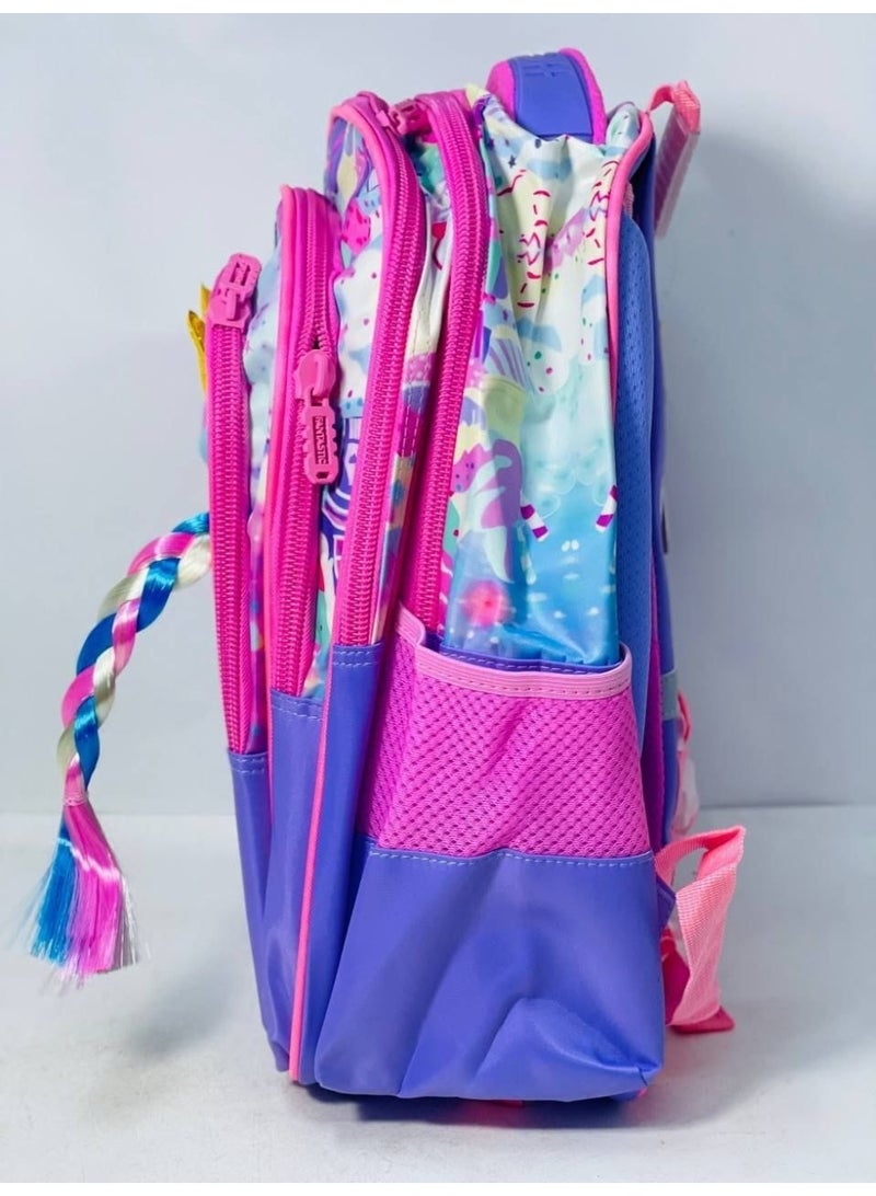 School bags made of waterproof material with a 3D embossed glitter finish. The bag comes in various Disney colors and designs. It has 4 zippers and measures 44 cm. - Image 2