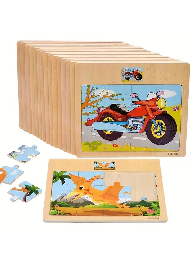 Wooden Puzzle Board With Elephant And Bear Animal Transportation Themes 12pcs - Image 5