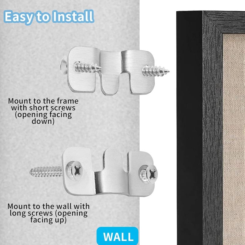 Luckam 4Pairs Flush Mount Brackets Heavy Duty Picture Hangers Z-Clip Interlock Photo Frame Hook Metal Keyhole Hangers for Hanging Headboards (44 x 19mm) - Image 4