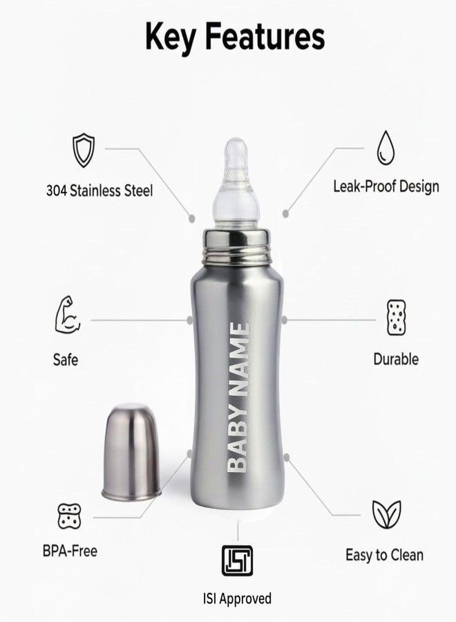 Speedex Stainless Steel Baby Feeding Bottle Stainless Steel Baby Feeding Bottle with Internal ML Marking (150 ml, Silver) - Image 3