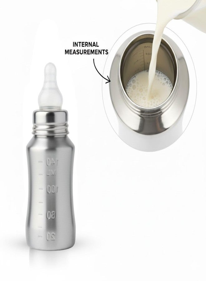 Speedex Stainless Steel Baby Feeding Bottle Stainless Steel Baby Feeding Bottle with Internal ML Marking (150 ml, Silver) - Image 4