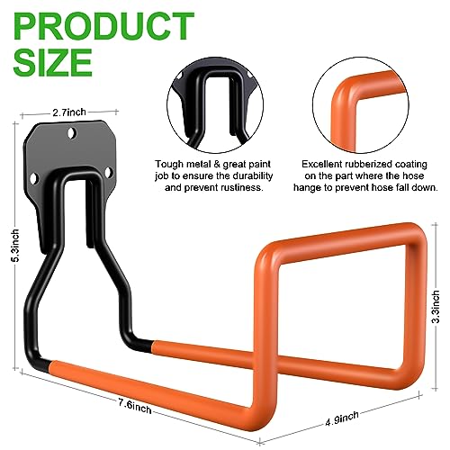 socdeer Metal Garden Hose Holder - Heavy Duty Wall Mount with 4 Screw, Expandable Hose Reel, Hanger with 4 Hooks ((2 PCS)) - Image 4