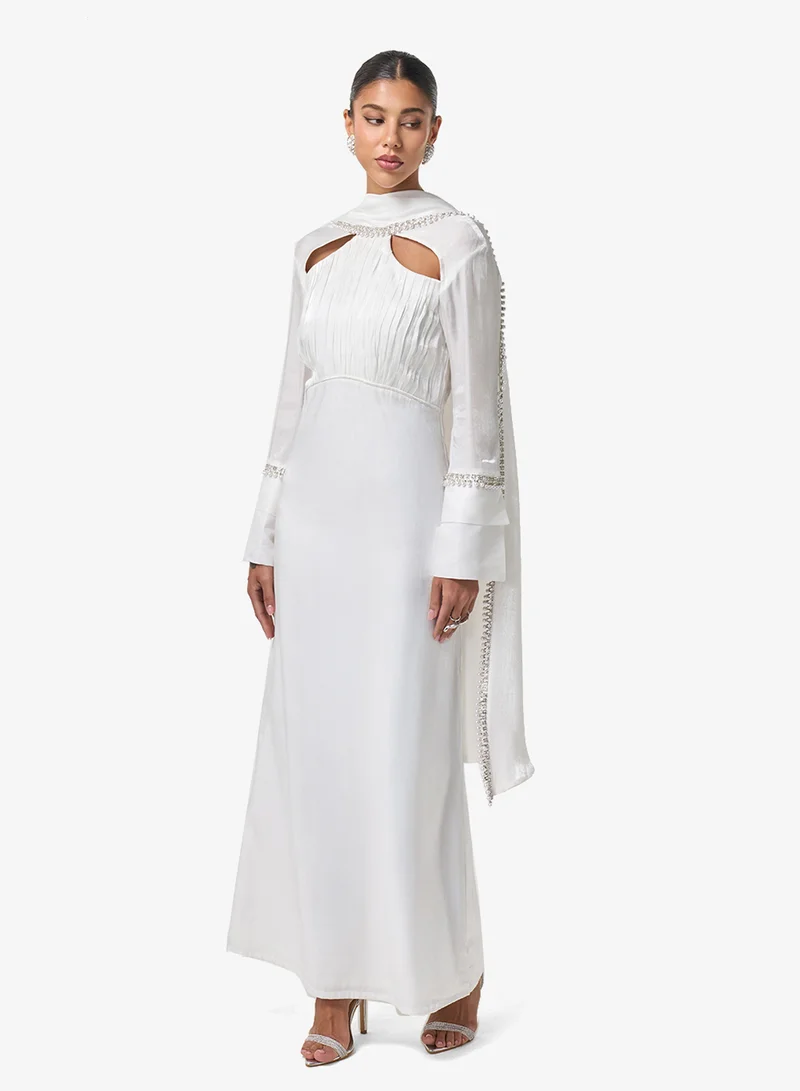 Threadz By Ajooni  One Shoulder Scarf Maxi Dress for Women | Best Price UAE