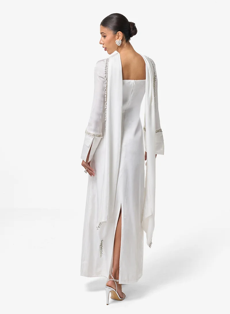 Threadz by Ajooni One Shoulder Buttoned Maxi Dress