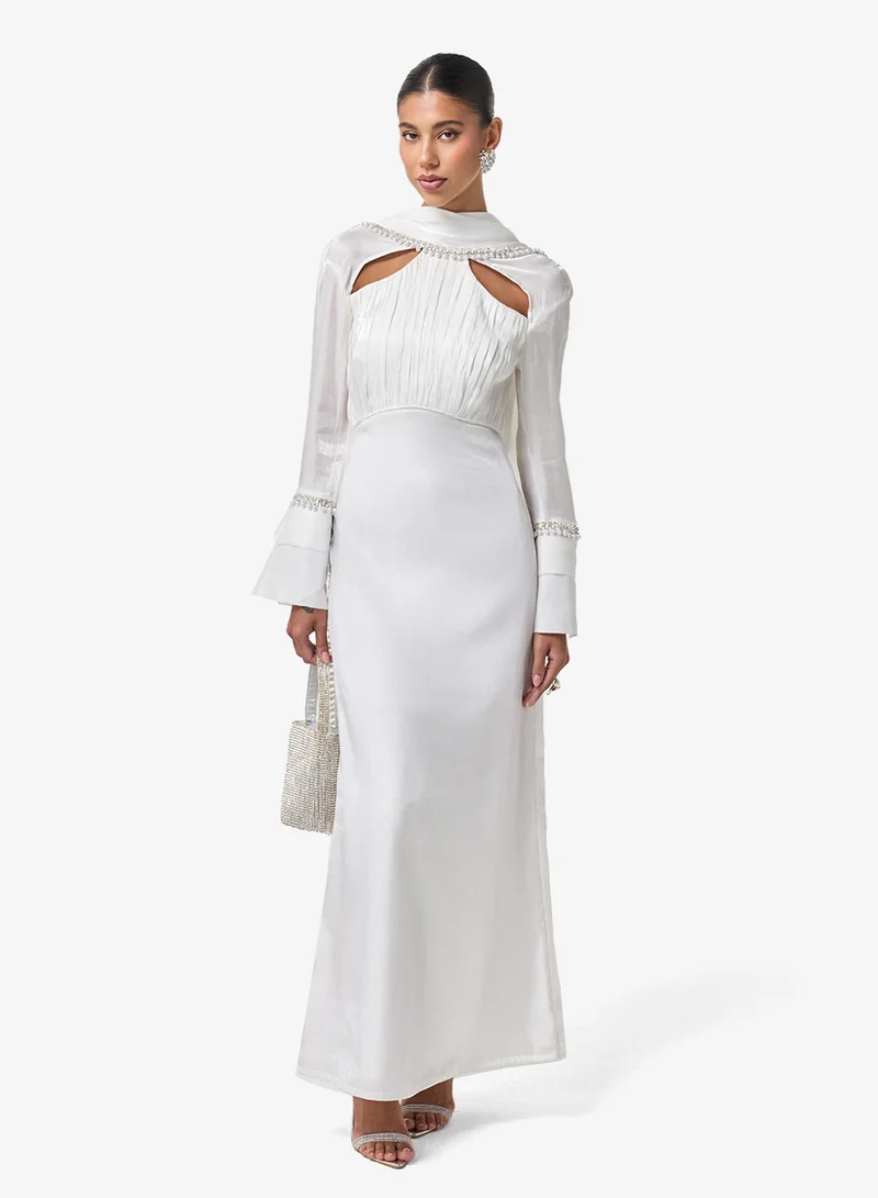 Threadz by Ajooni One Shoulder Buttoned Maxi Dress