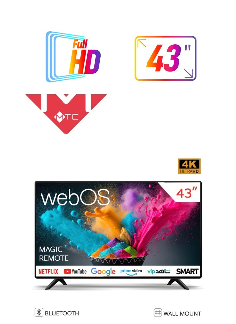 MTC 43 Inches- Smart Screen -WebOS - FHD - with Free Stand - MTCFHD43SWOS  - Image 1
