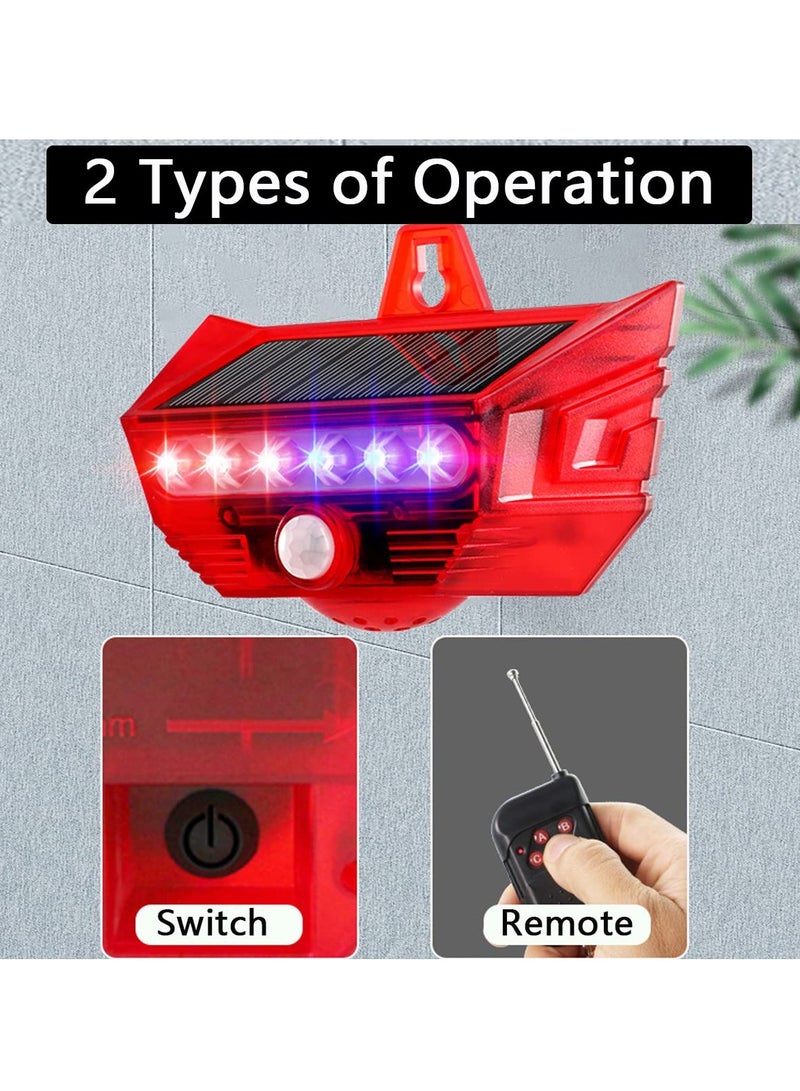 2PCS Solar Motion Sensor Strobe Light with Remote - 4 Modes, 129dB Alarm, IP65 Waterproof for Home, Yard, Garage & Barn Security  - Image 2