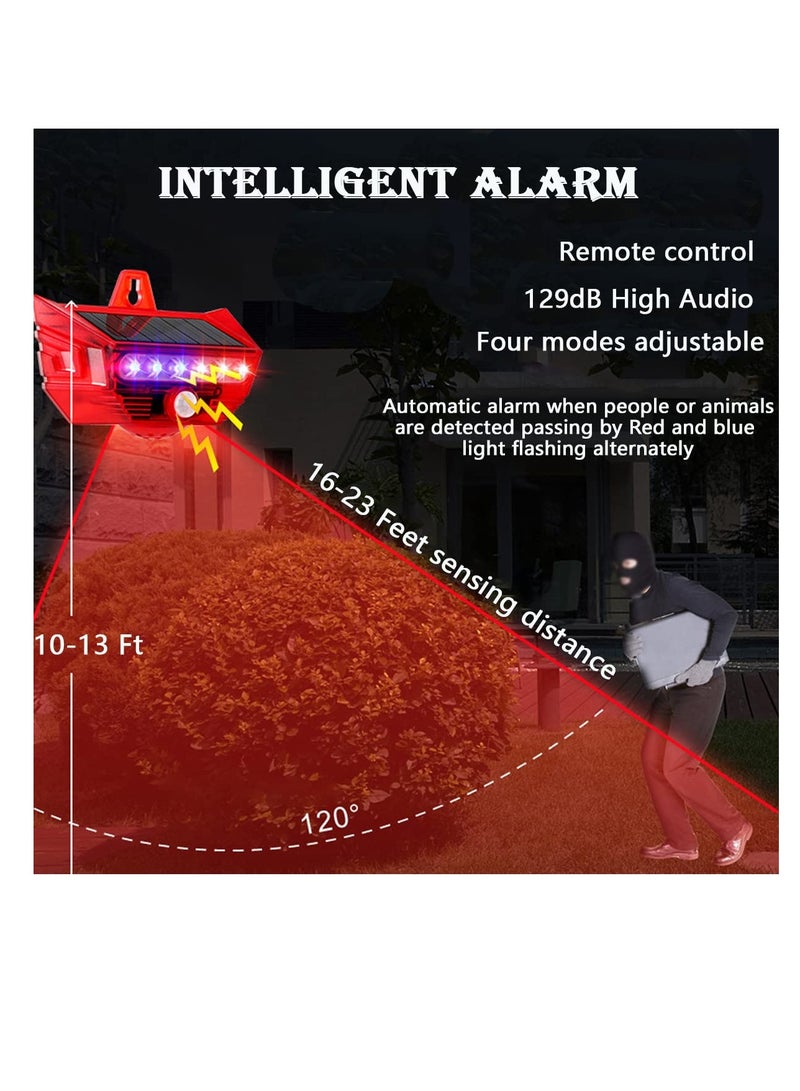 2PCS Solar Motion Sensor Strobe Light with Remote - 4 Modes, 129dB Alarm, IP65 Waterproof for Home, Yard, Garage & Barn Security  - Image 5
