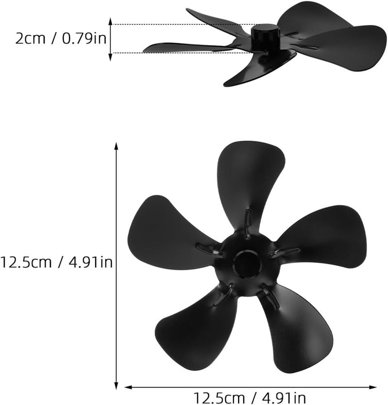 Fireplace Fan Replacement Blades 125mm Aluminum Alloy Small 5-blade Stove Fan Accessory for Wood Burning Stove Heating Circulation - Image 2