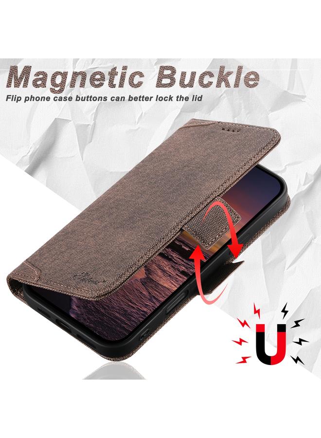 Suteni Case For iPhone 14 Plus J07 Multi-functional Horizontal MagSafe Denim Leather Phone Case - Image 3