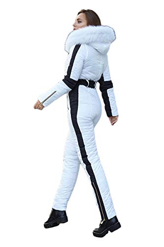 Yousify Womens Winter Onesie Ski Jumpsuits Outdoor Sports Waterproof Snowsuit Removable Faux Fur Collar Coat Jumpsuit - Image 2